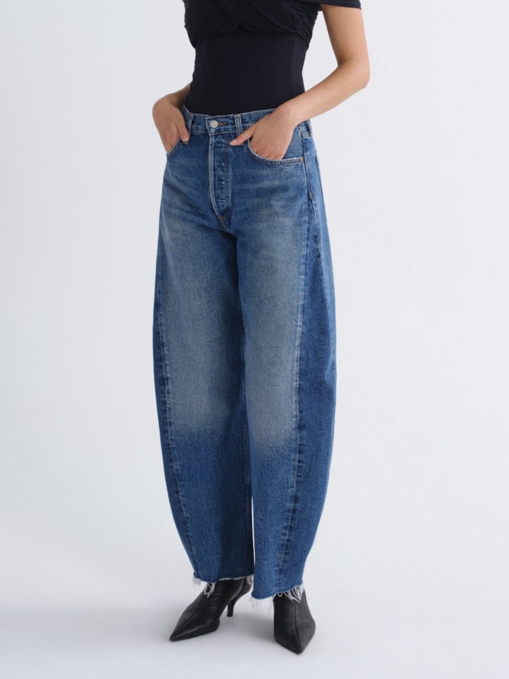 AGOLDE Luna Split High Rise Pieced Barrel Leg Jeans Size 27
